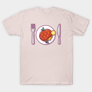 Steak Food On Plate with Knife and Fork T-Shirt